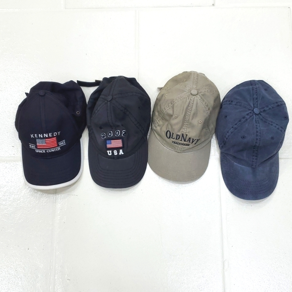 Ball caps lot of 4 adjustable strap faded worn clean work hats